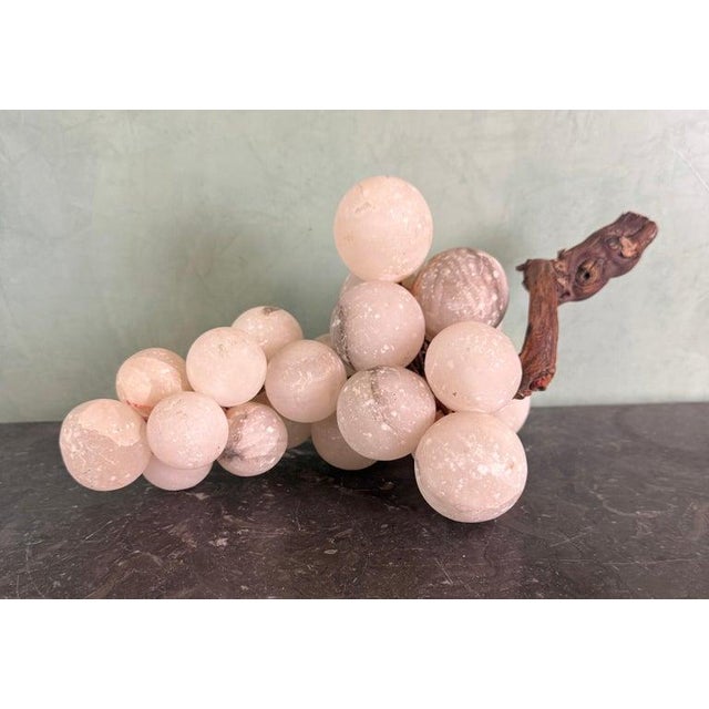 Italian Carved Alabaster Grapes on Natural Wood Vine, Mid-Century For Sale - Image 4 of 5