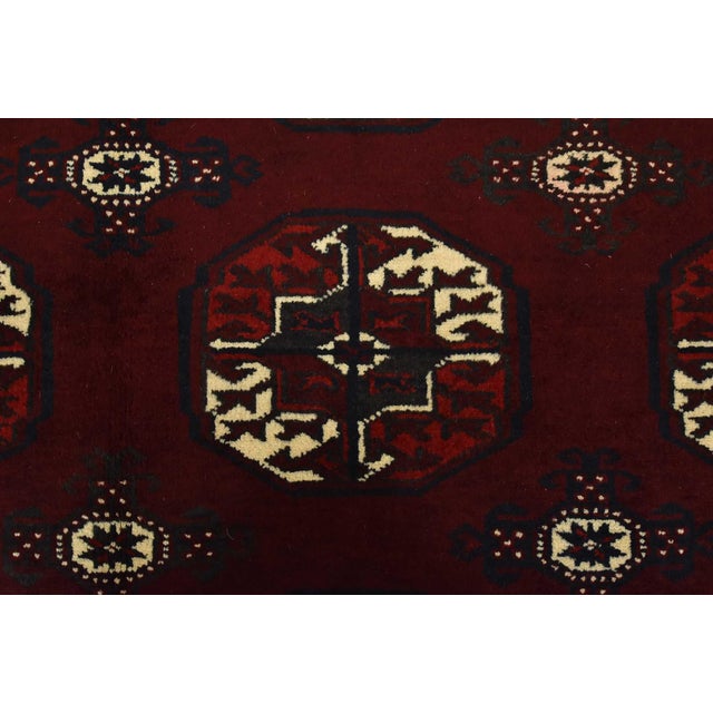 Red Turkmen Rug 7'7'' X 12'5'' Red Wool Vintage Hand-Knotted Oriental Carpet For Sale - Image 8 of 15