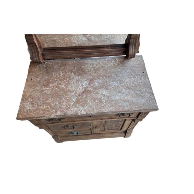 Antique European Walnut Rose Marble-Top Dresser With Mirror, C. Late 19th Century For Sale - Image 11 of 11