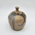 Hand-thrown studio pottery weed pot in stoneware with expressive grey brushwork over a warm sandy body, signed on the base.