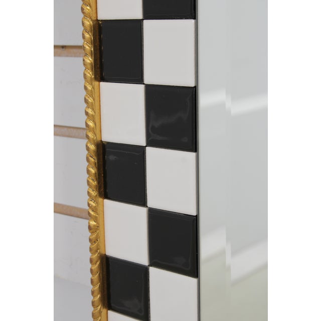 Glass Carvers Guild Whimsical Black & White Checkered Tile Mirror For Sale - Image 7 of 11