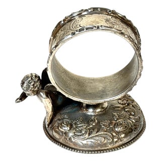 Victorian Figural Winged Cherub Silverplate Napkin Ring by Wilcox Silver Co. For Sale