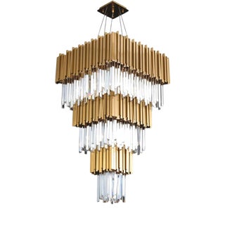Collection Jupiter Chandelier in Metal and Crystal by Jago For Sale