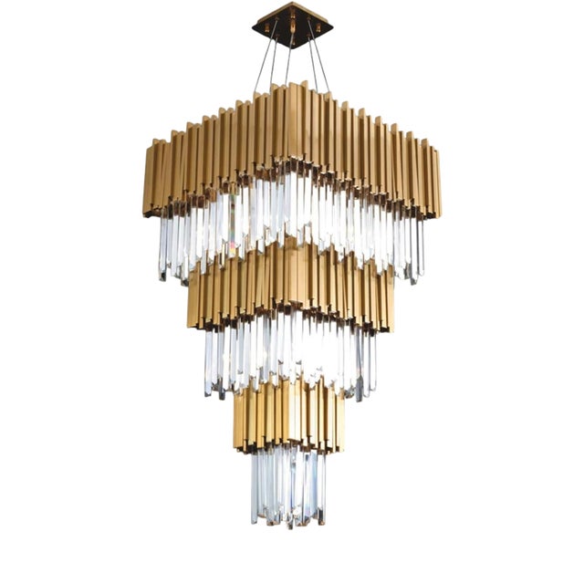 Collection Jupiter Chandelier in Metal and Crystal by Jago For Sale
