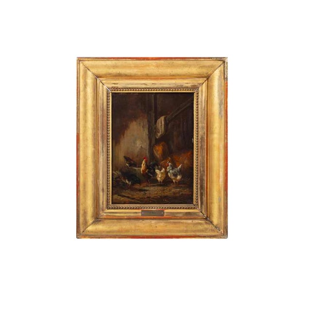 Moura Girão, Capoeira with Chickens, 1905, Oil Painting on Wood For Sale - Image 5 of 6