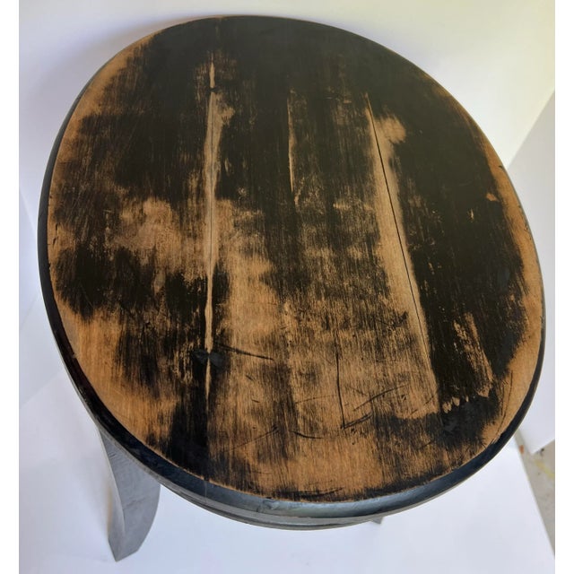 Vintage Distressed Black Stool For Sale - Image 4 of 6