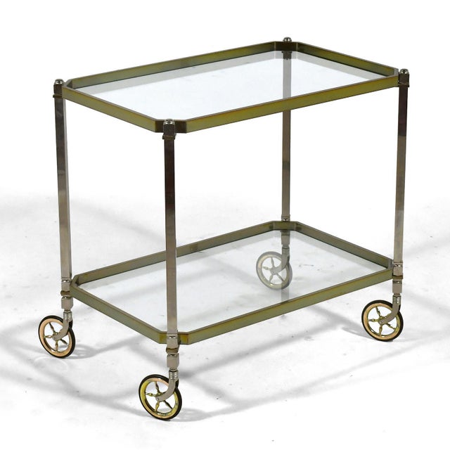 Mid 20th Century Mid 20th Century Brass and Chrome Serving Cart For Sale - Image 5 of 11