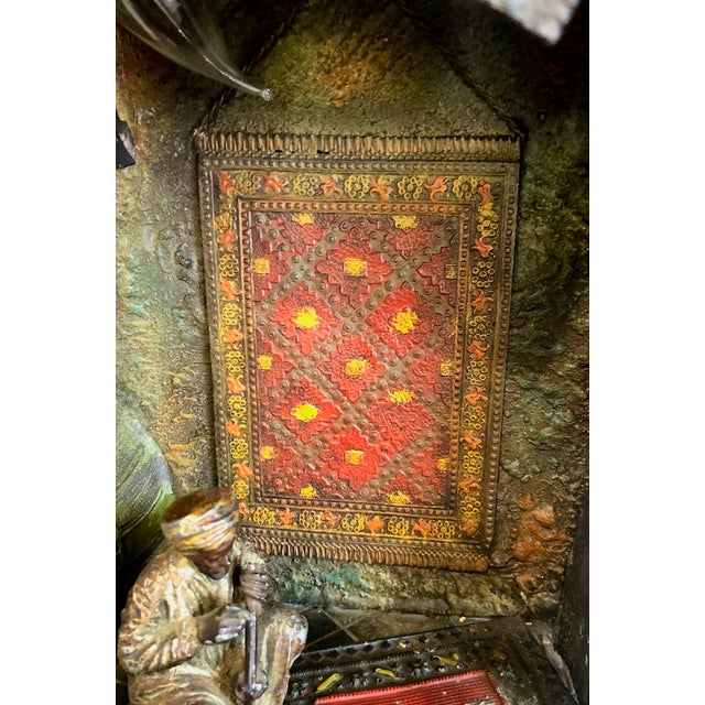 Early 20th Century After Bergman, Cold-Painted Orientalist Market Stall Diorama Lamp For Sale - Image 5 of 10
