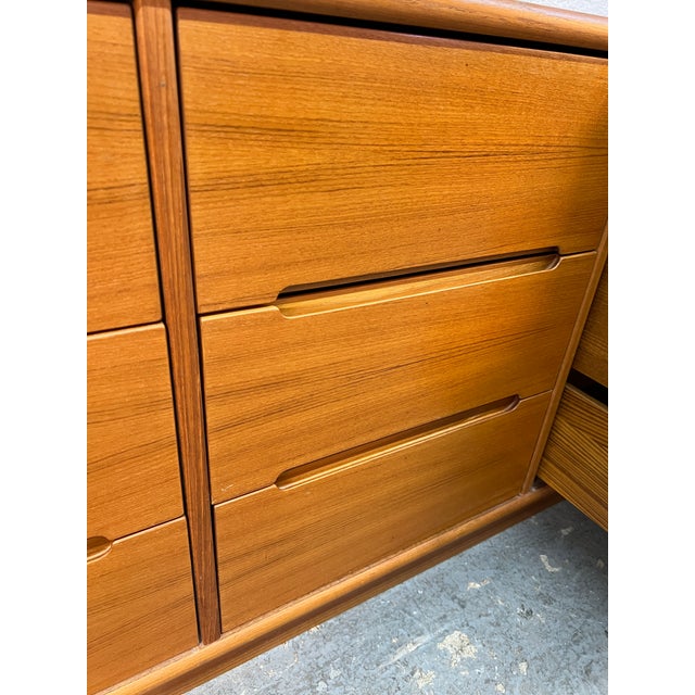 Mid 20th Century Danish Modern Teak Nine-Drawer Lowboy Dresser by Sun Cabinet Co LTD For Sale - Image 12 of 17