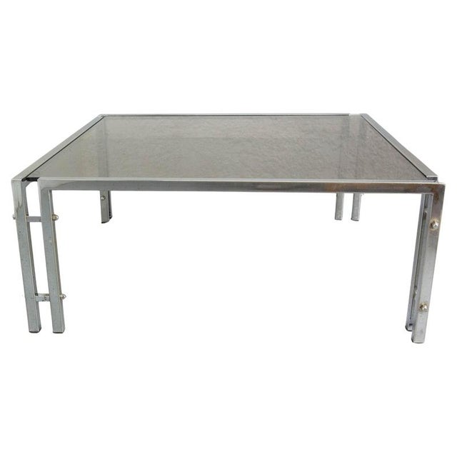 Vintage French Coffee Table in Chrome and Smoked Glass, 1970 For Sale - Image 12 of 12