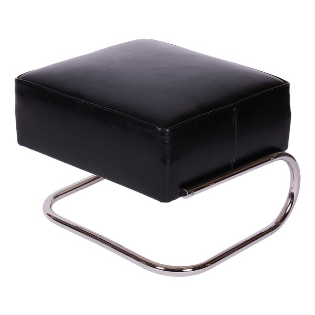 Bauhaus Stool in Chromed Steel and Leather by Robert Slezák, Czech, 1930s For Sale