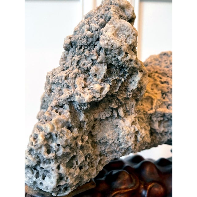 Early 20th Century Rare Chinese Kun Scholar Stone on Display Stand For Sale - Image 5 of 18