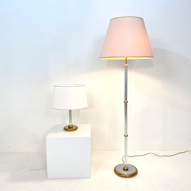 Metal Mid-Century German Table Lamp in Chrome and Brass from Aro-Leuchte, 1971 For Sale - Image 7 of 10