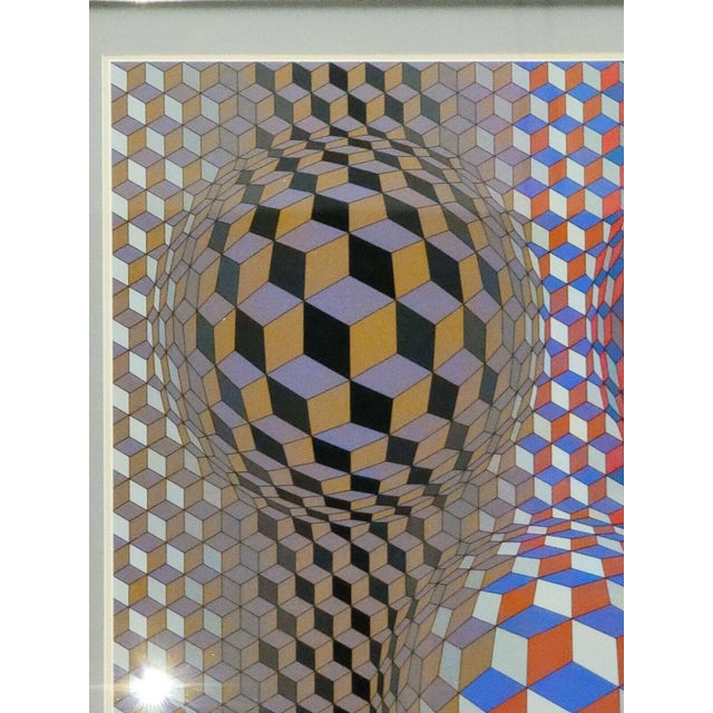 Vintage Pair of Victor Vasarely Silkscreen "Nebulus" Signed Numbered and Framed For Sale - Image 10 of 13