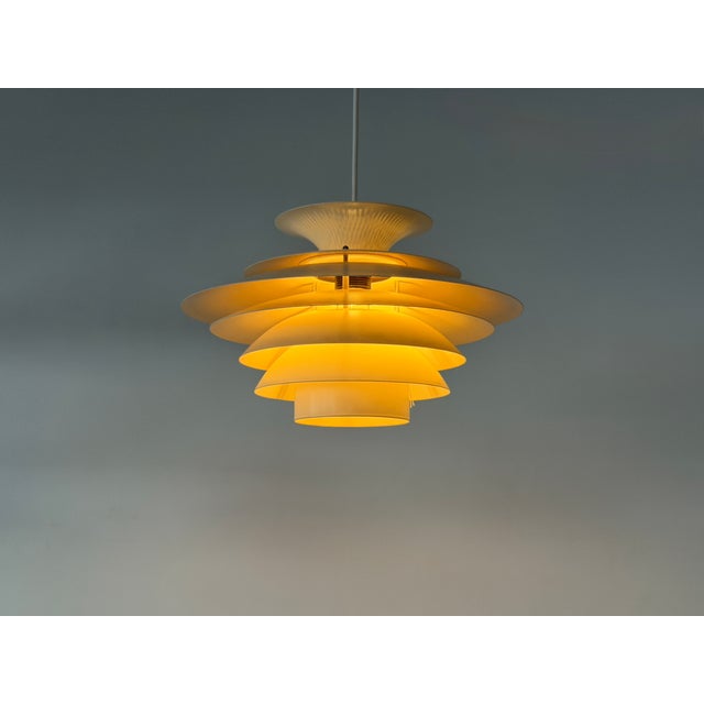 Scandinavian Cream Pendant Lamp with 7 Layers from Jeka, Denmark, 1960s For Sale - Image 18 of 18