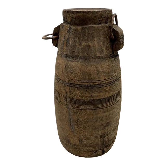 Vintage Indian Wood Vessel For Sale