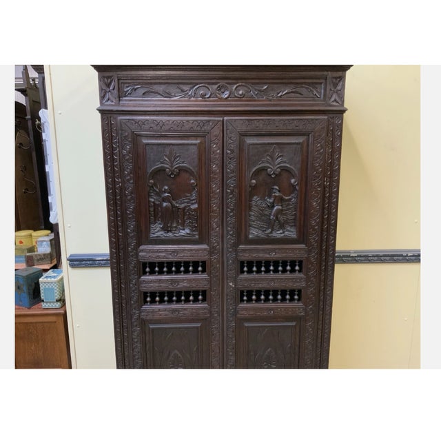Antique Breton China Cabinet, 1880 For Sale - Image 9 of 11