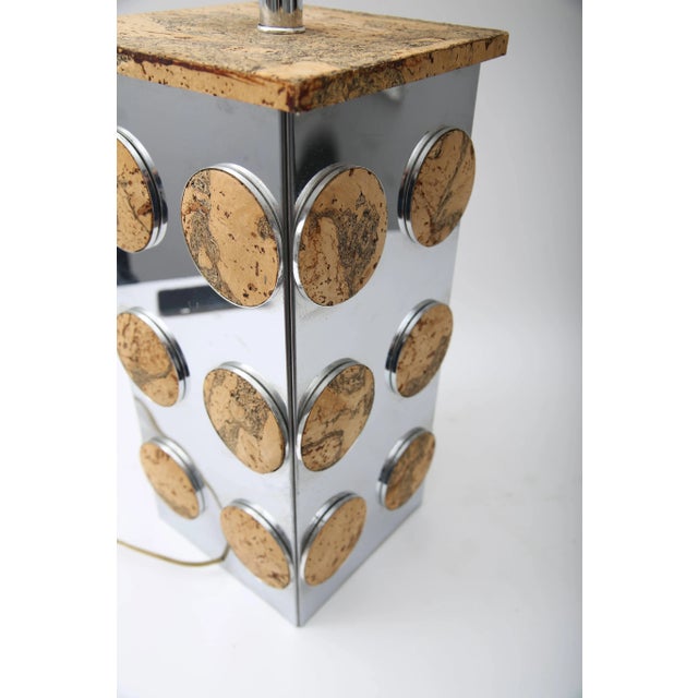 Cork & Chrome Table Lamp Paul Evans Style For Sale - Image 9 of 11