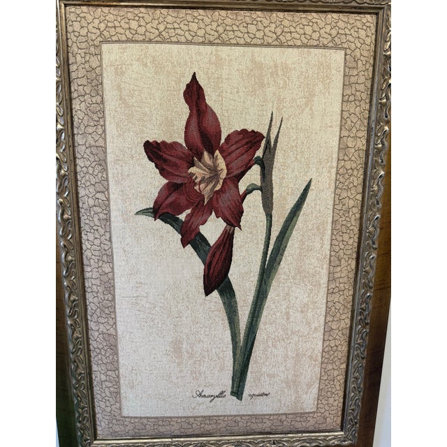1980s Vintage Framed Botanical Amaryllis Needlepoint- Decorative Arts, Inc. For Sale - Image 5 of 10