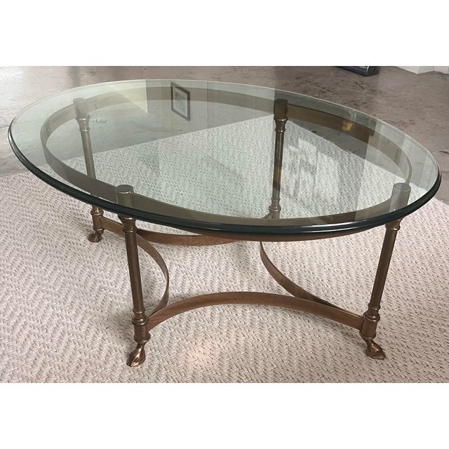 1960s Italian Brass & Glass Hooved Foot Cocktail Table For Sale - Image 11 of 11