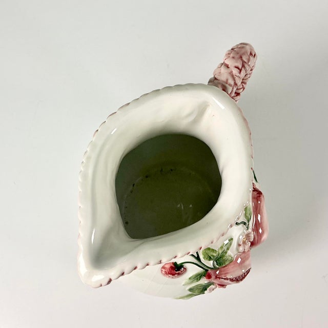 1970s Vintage Boho Chic Coastal English Garden Pomegranate and Raspberry Ceramic Pitcher. For Sale - Image 12 of 13
