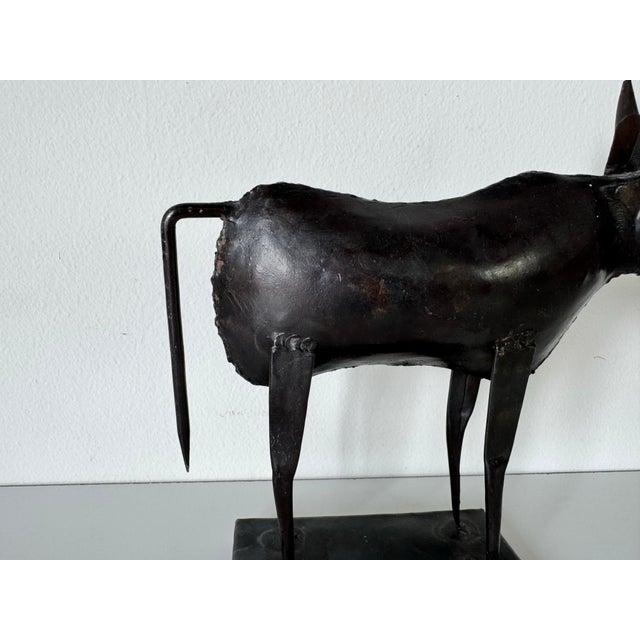 Vintage Handmade Brutalist Metal Bull Sculpture For Sale - Image 10 of 11