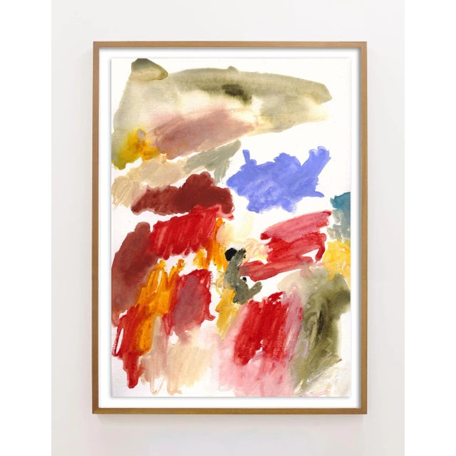 Mark Frohman "The Fields," Abstract Painting in Red, Blue, Greens - 40" X 60" For Sale - Image 4 of 5