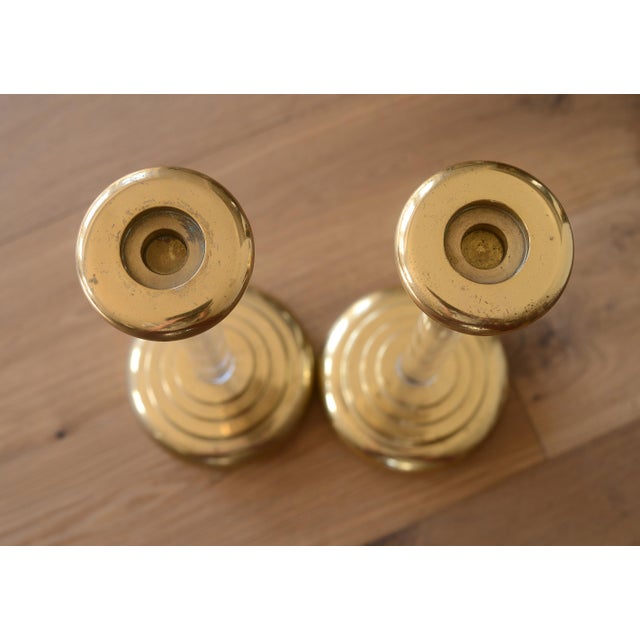Charles Hollis Jones Art Deco Style Lucite & Brass Candlesticks - A Pair For Sale In San Francisco - Image 6 of 7
