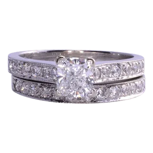 Early 21st Century 1.04 Carat VS1 E Center Diamond Wedding Set Size 7.5