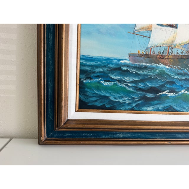 K. Dossi Original Sailing Ship Oil Painting, Nautical Seascape, Maritime Art For Sale In Jacksonville, FL - Image 6 of 12