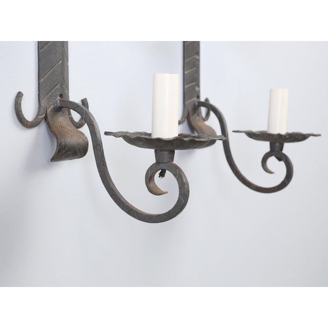 Antique Pair Arts & Craft Wall Sconces Copper and Metal Great Patina Unrestored For Sale - Image 10 of 12