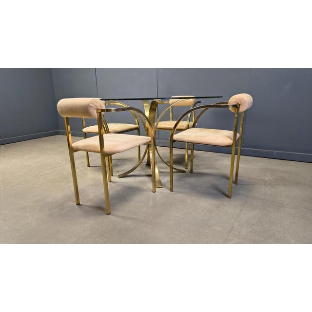 Vintage Brass Dining Table and Chairs from Belgochrom, 1970s, Set of 5 For Sale - Image 9 of 14