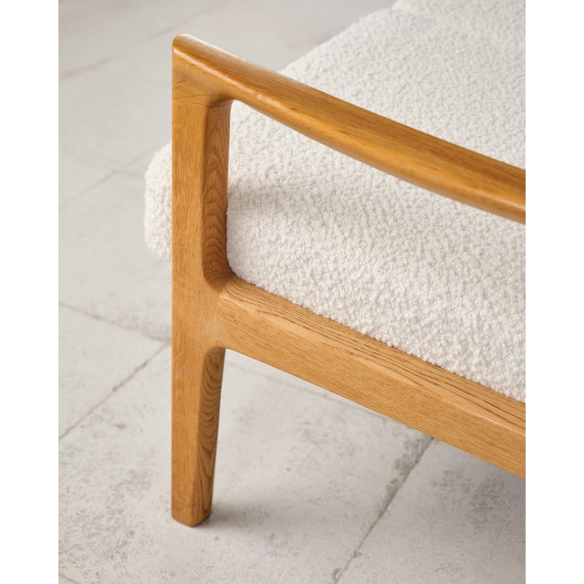 Mid-Century Danish Three-Seater Sofa in Oak with Bouclé Cover by Ole Wanscher for France & Son, 1950s For Sale - Image 16 of 18