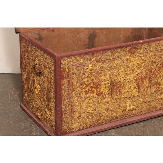 Ornate Burmese Chest W/Orig. Finish From the Early 20th C. For Sale - Image 11 of 12