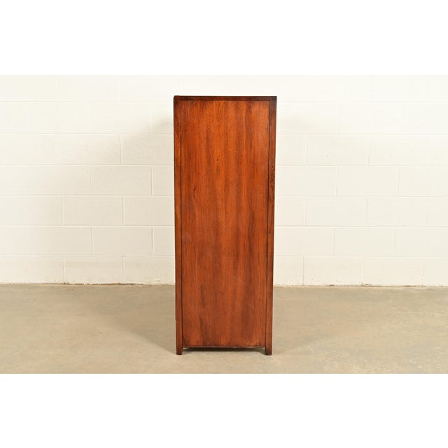Thomasville Mid-Century Modern Hollywood Regency Campaign Walnut Highboy Dresser, 1970s For Sale - Image 14 of 17