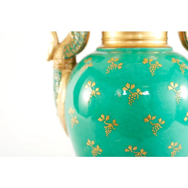19th Century Gilt Porcelain / Brass Bass Table Lamps - a Pair For Sale - Image 10 of 13