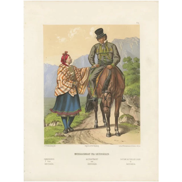 Daily Wear from Norway, 1860, Lithograph For Sale