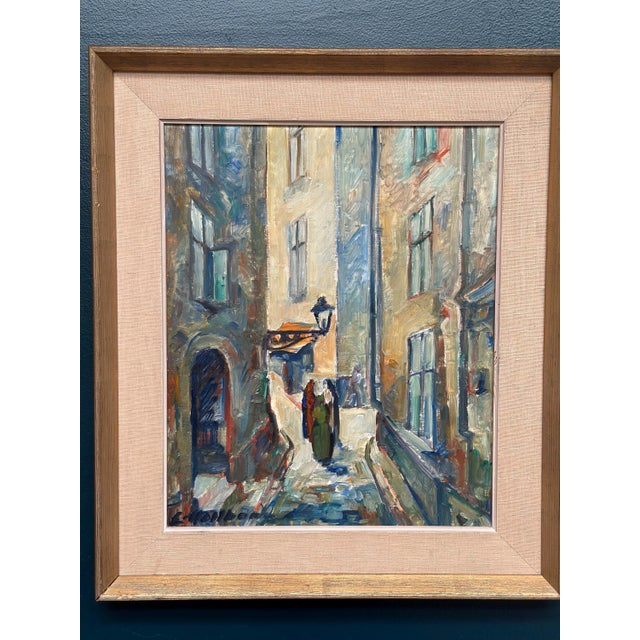 Emil Hellbom, Gamla Stan (Town), 1920s, Oil on Panel, Framed For Sale - Image 9 of 18