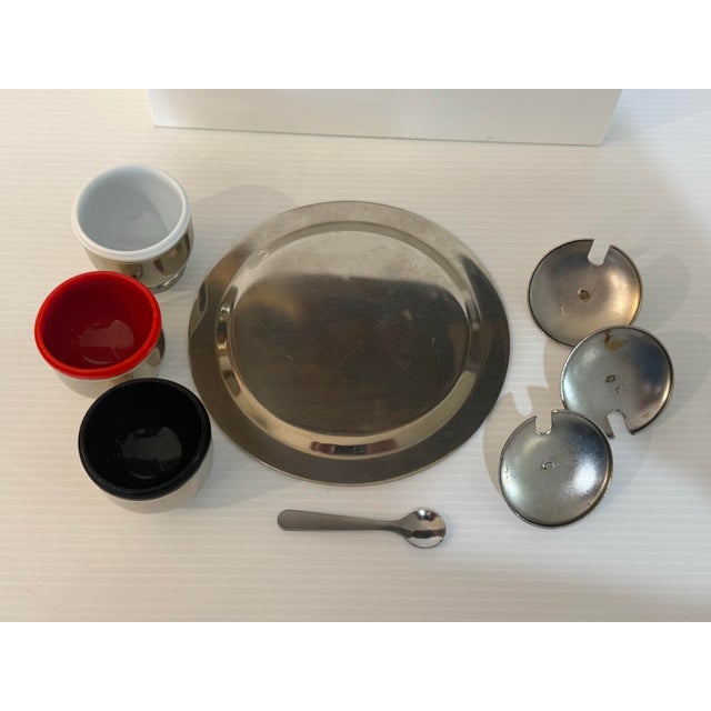 Chrome Mid 20th Century Pair of Mid-Century Modern Chrome Condiment Servers With Original Spoons and Trays - 16 pcs For Sale - Image 8 of 12
