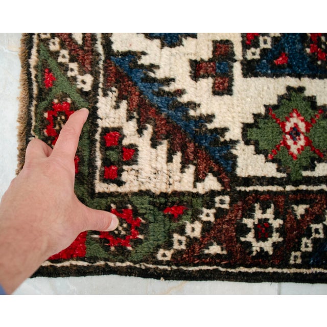 1960s Authentic Turkish Rug, Red & Indigo Wool Carpet, Hand-Spun Anatolian Rug, Sustainable Antique Rug For Sale - Image 16 of 16