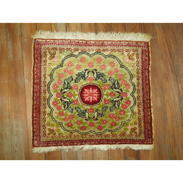 Folk Art Pictorial Fine Turkish Sivas Rug, 1'4'' X 1'6'' For Sale - Image 3 of 3