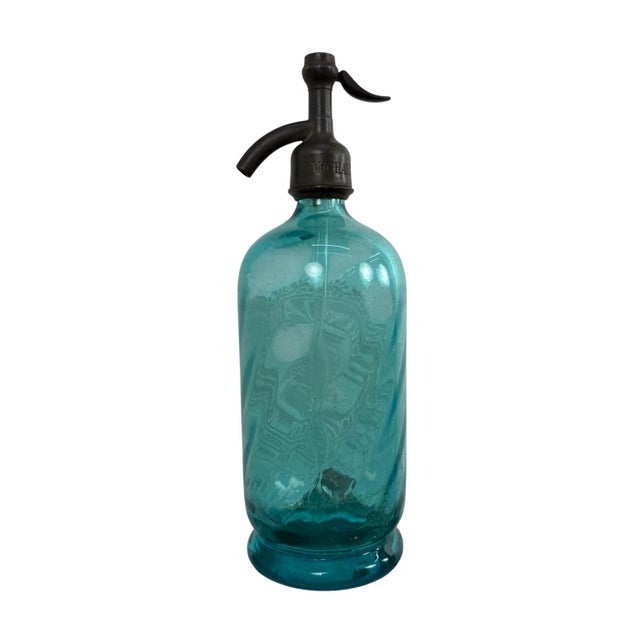 Antique French Blue Seltzer Bottle, 1890s For Sale - Image 4 of 6