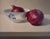 Two Red Onions by Sarah van der Helm | Oil on Panel Still life of two red onions and a bowl. For Sale