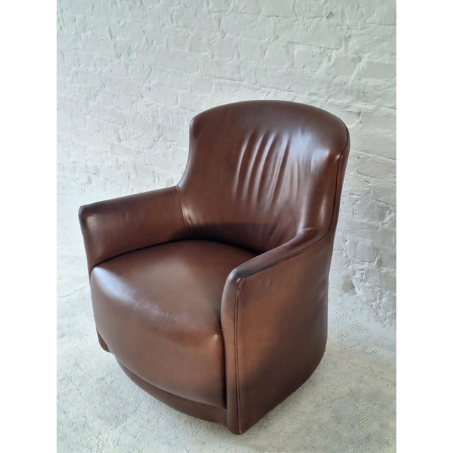 Mid-Century Club Chair in Rich Cigar-Brown Patinated Leather, 1960s For Sale - Image 9 of 9