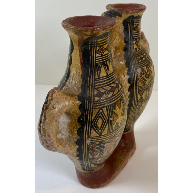 Ceramic Vintage Double-Chamber Geometric Ceramic Vessel, Marked and Dated 11-8-54 For Sale - Image 7 of 7