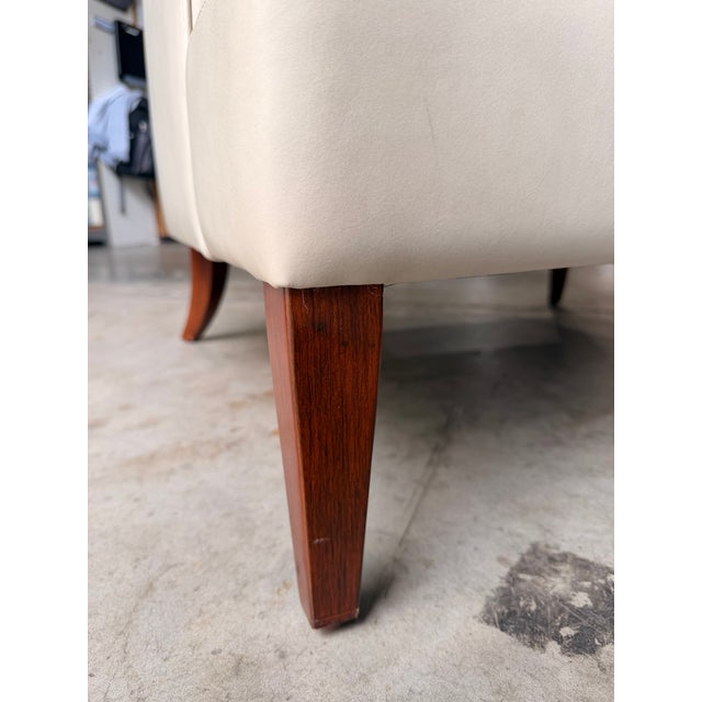 Global Views Beige Leather Lounge Chair For Sale In West Palm - Image 6 of 9