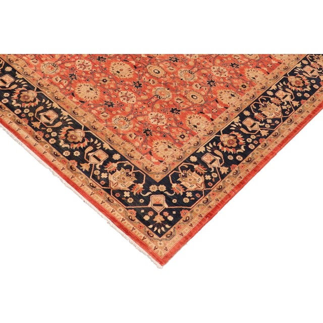 1990s Boho Chic Ziegler Red Blue Hand-Knotted Wool Rug - 10'1'' X 13'2'' For Sale In New York - Image 6 of 7
