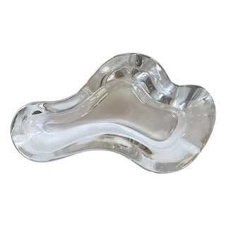 Vintage Italian Clear Glass Murano Style Wavy / Organic / Freeform Ashtray / Vide Poche / Valet / Trinket Dish, Circa 1970 For Sale