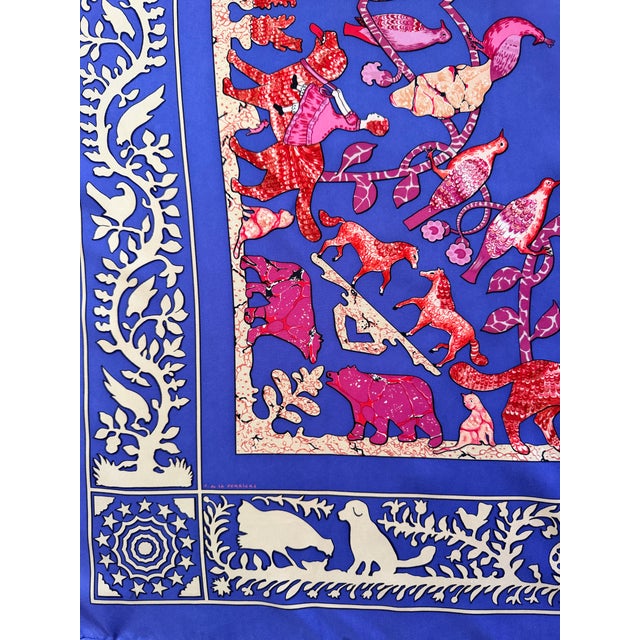Folk Art Hermès Early America 1 Silk Scarf 1981 Designed by Françoise De La Perriere For Sale - Image 3 of 12