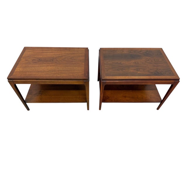 Lane Furniture Mid-Century Modern Lane Rhythm Walnut Side Tables - Set of 2 - Refinished! For Sale - Image 4 of 6